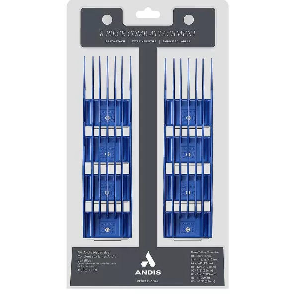 Flash Sale Andis 8 Piece Universal Snap-On Comb Set Accessories