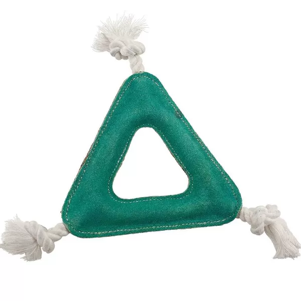 New Dawgeee Play Suede Triangle With Rope Knots Dog Toy - 11" Dog Toys