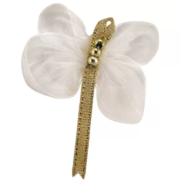 Best Fancy Finishes Gold Beaded Dragonfly Dog Bows - 24Ct Bows