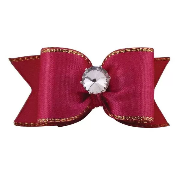 Outlet Fancy Finishes Gold Edge & Rhinestone Center Satin Pet Bows Bows