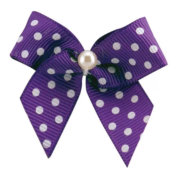 Fashion Fancy Finishes Polka Dot Grosgrain & Pearl Center Pet Bows Bows