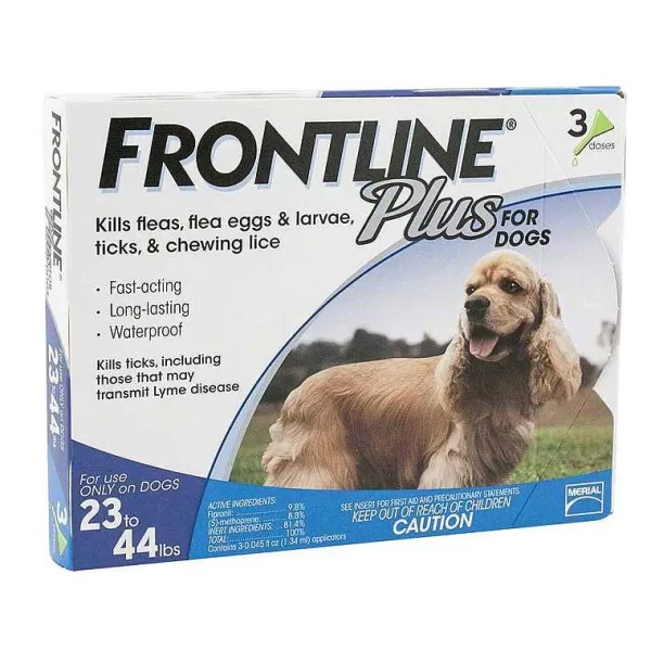 Store Frontline Plus Blue Flea Treatment Dogs 23-44 Lbs 3 Pack Flea & Tick