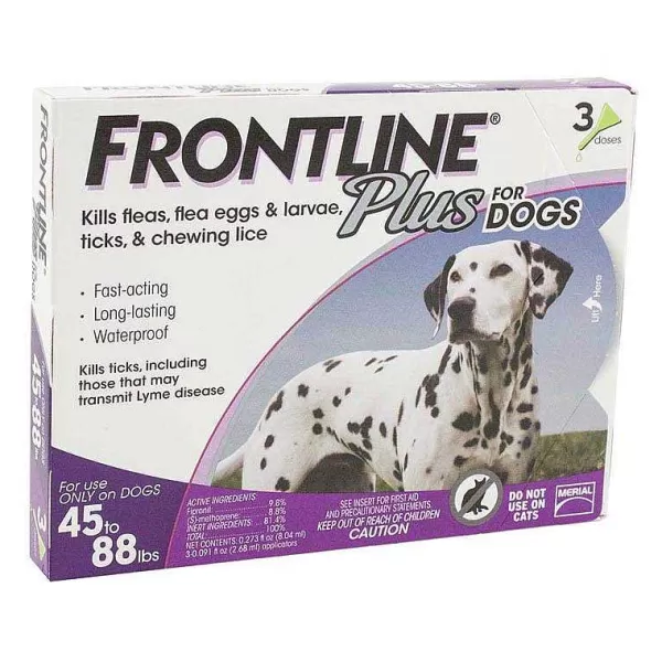 Online Frontline Plus Purple Flea Treatment Dogs 45-88 Lbs 3 Pack Flea & Tick