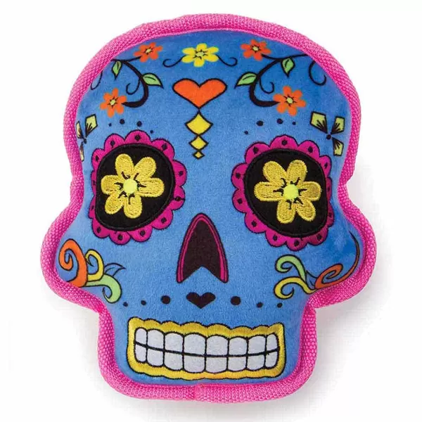 New Godog Sugar Skull Blue Large Dog Toys