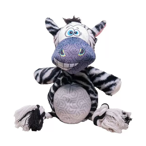 Best Happy Tails Plush Zebra With Rope Legs Dog Toys