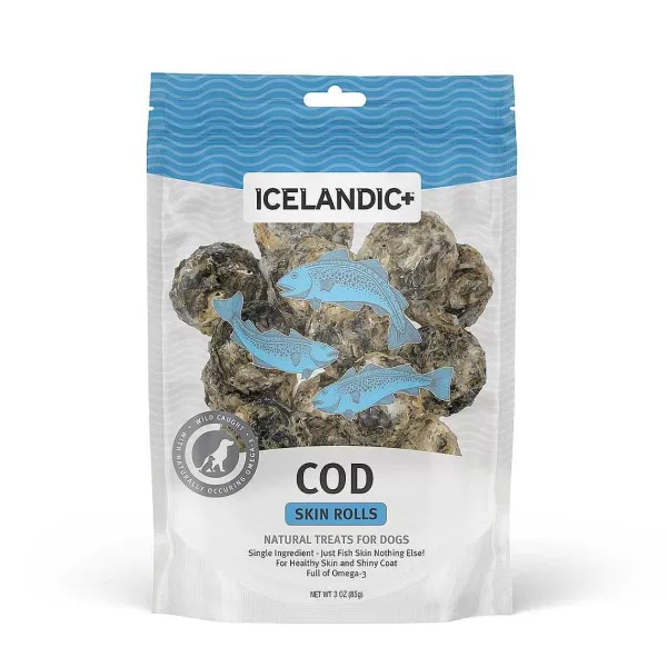 Clearance Icelandic+ Cod Skin Rolls Healthy Dog Treats (3Oz.) Dog Treats