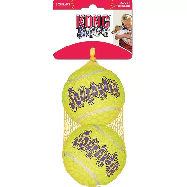 Discount Kong Air Dog Squeaker Tennis Ball Large 3" 2-Pack Dog Toys