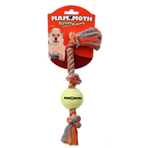 Best Sale Mammoth Pet 3 Knot Tug With Mini Tennis Ball 11" Dog Toys