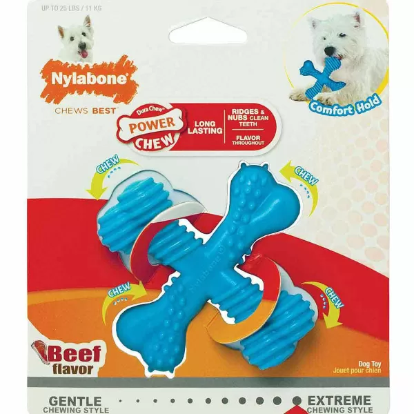 Best Nylabone Dura Chew "X" Bone Beef Flavor Regular Dog Toys