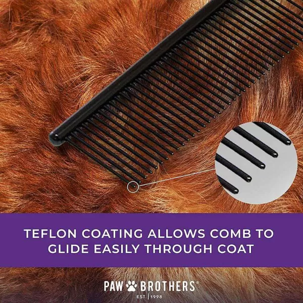 Outlet Paw Brothers Greyhound Style True Teflon Comb (7.5" Medium/Fine) Grooming Tools