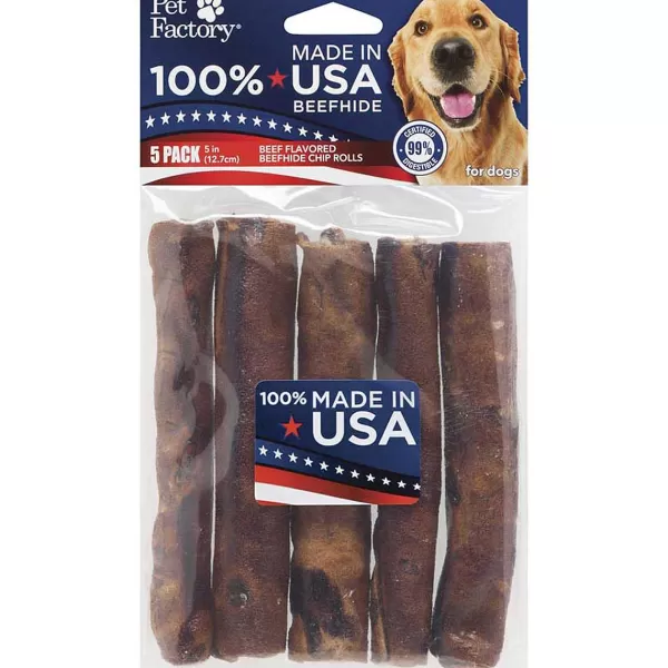 Best Sale Pet Factory 5 Inch Beef Rolls 5 Pack Dog Treats