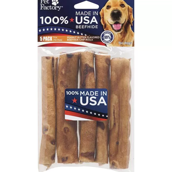 Hot Pet Factory 5 Inch Peanut Butter Rolls 5 Pack Dog Treats