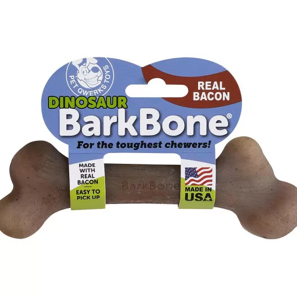 Shop Pet Qwerks Dinosaur Barkbone Nylon & Wood Bacon Dog Bone Dog Toys