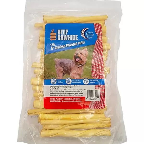 Cheap Rawhide Beef 5 Inch Chicken Flavored Twists - 1 Lbs Dog Treats