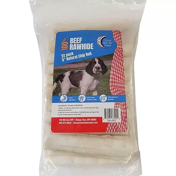 Sale Rawhide Beef 5 Inch Natural Chip Roll - 22 Pack Dog Treats