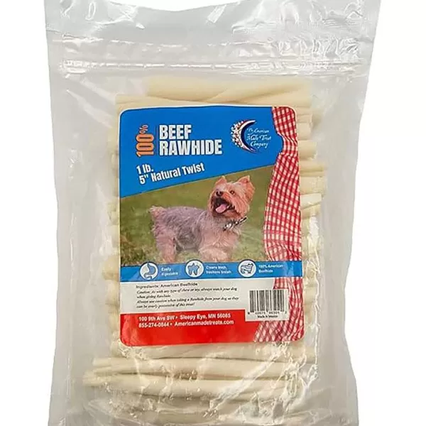 Shop Rawhide Beef 5 Inch Natural Twists - 1 Lbs Dog Treats