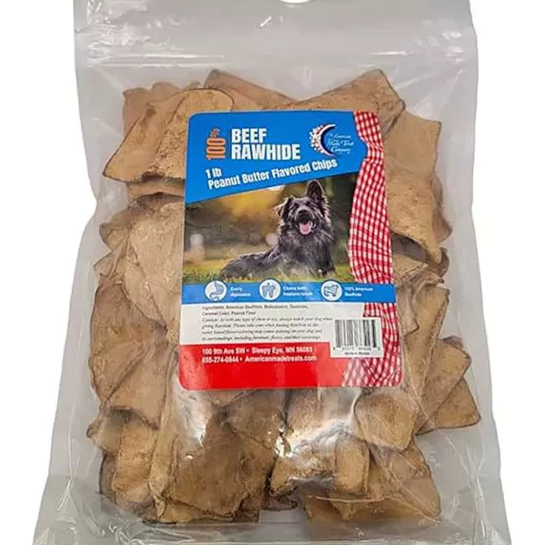 New Rawhide Peanut Butter Flavored Chips - 1 Lbs Dog Treats