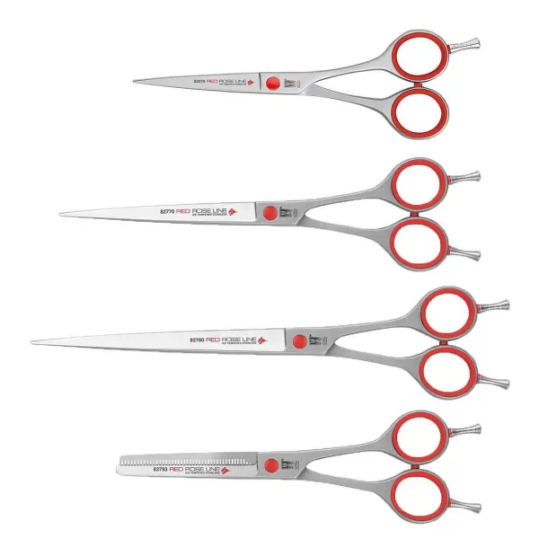 Online Rose Line Red Straight Shears Grooming Shears