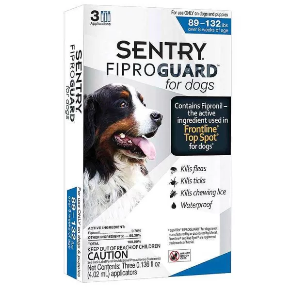 Hot Sentry Fiproguard Topical For Dogs Squeeze-On 89-132 Lbs 3 Count Flea & Tick