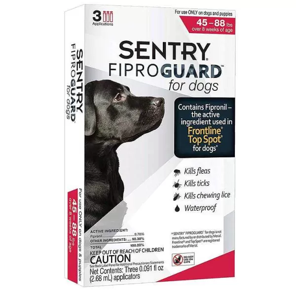 Best Sentry Fiproguard Topical For Dogs Squeeze-On 45-88 Lbs 3 Count Flea & Tick