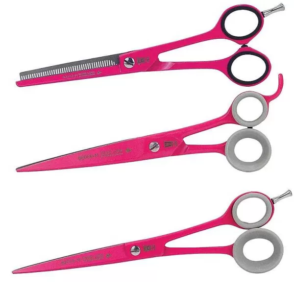 Outlet Set Of (3) Rose Line Magenta Shears Grooming Shears