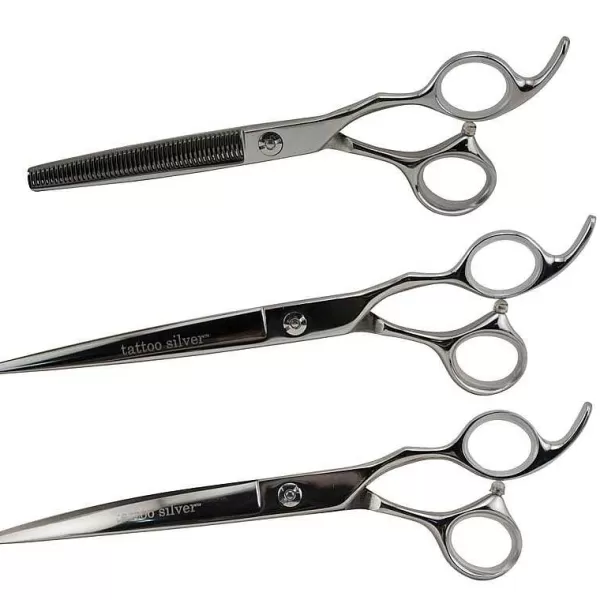 Cheap Tattoo Silver 7.5" 3 Shear Set Grooming Shears