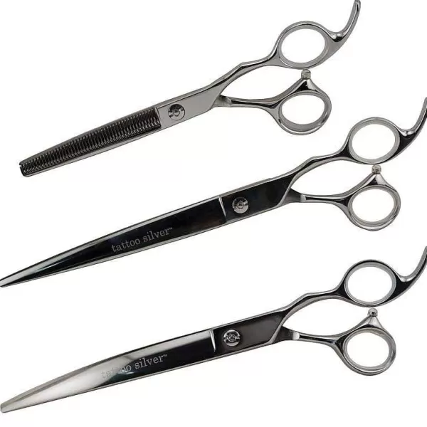 Outlet Tattoo Silver 3 Piece Shear Set Grooming Shears