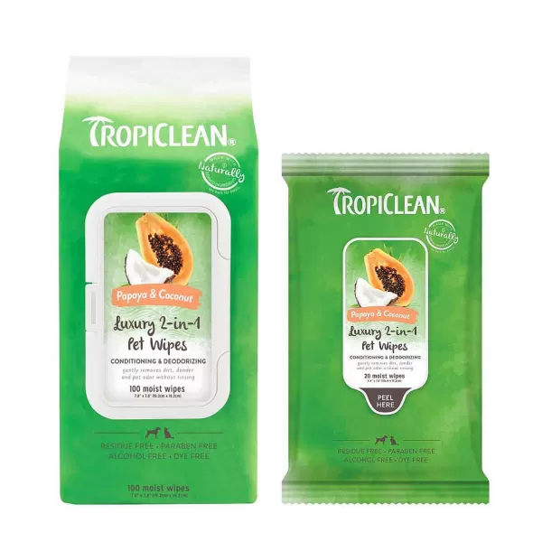 Cheap Tropiclean Papaya & Coconut Luxury 2-In-1 Pet Wipes House Training & Cleaning